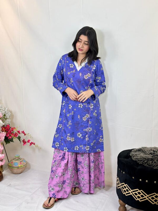 UMZA- SOFT SLAB KHADDAR – ROYALBLUE & PURPLE